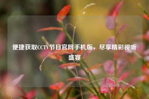 便捷获取CCTV节目官网手机版，尽享精彩视听盛宴