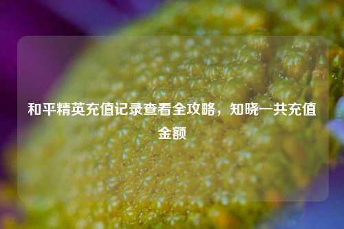 和平精英充值记录查看全攻略，知晓一共充值金额