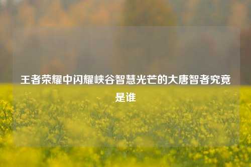 王者荣耀中闪耀峡谷智慧光芒的大唐智者究竟是谁
