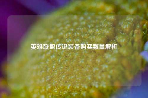英雄联盟传说装备购买数量解析